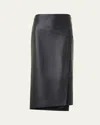 Akris Asymmetric Trapezoid Nappa Leather Midi Skirt In Black