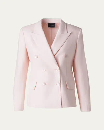 Akris Azalea Double-breasted Linen Jacket In Pink