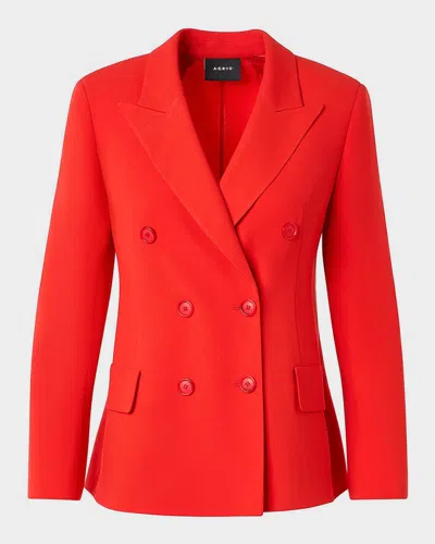 Akris Azalea Wool Double-breasted Blazer In Red