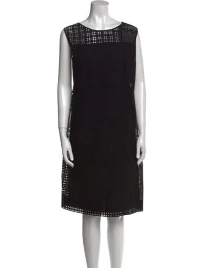 Pre-owned Akris Bateau Neckline Knee-length Dress In Black