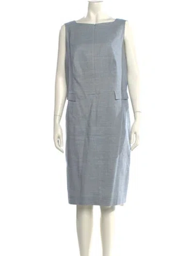 Pre-owned Akris Bateau Neckline Knee-length Dress In Blue