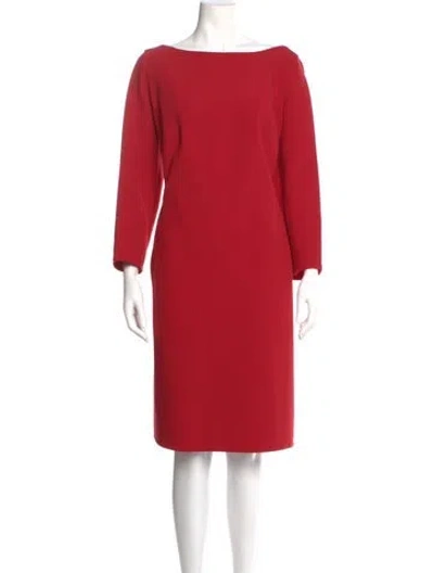 Pre-owned Akris Bateau Neckline Knee-length Dress In Burgundy