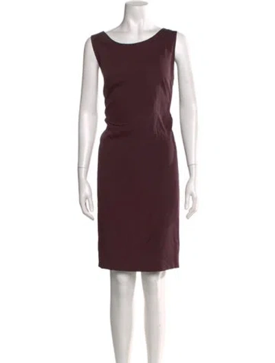 Pre-owned Akris Bateau Neckline Knee-length Dress In Burgundy