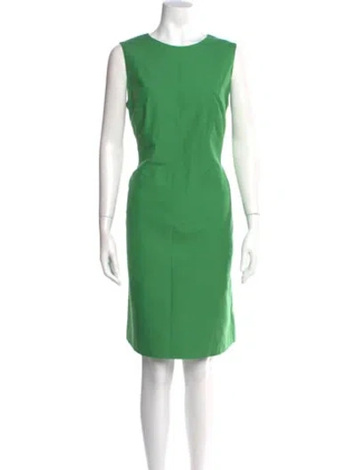 Pre-owned Akris Bateau Neckline Knee-length Dress In Green