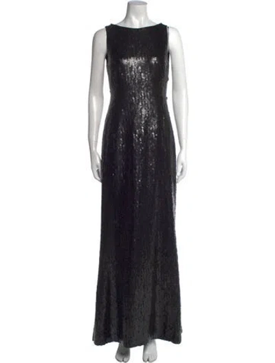 Pre-owned Akris Bateau Neckline Long Dress In Black