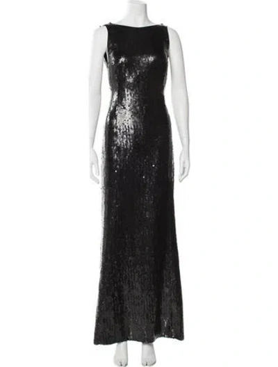 Pre-owned Akris Bateau Neckline Long Dress In Black