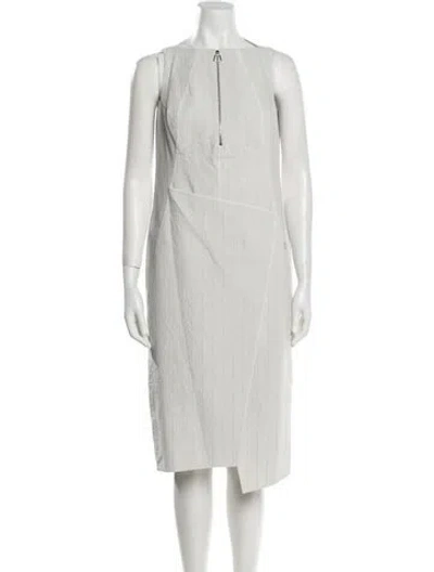 Pre-owned Akris Bateau Neckline Midi Length Dress In Gray