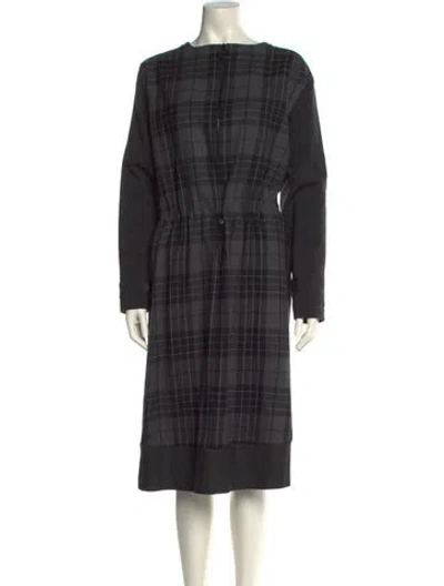 Pre-owned Akris Bateau Neckline Midi Length Dress In Gray