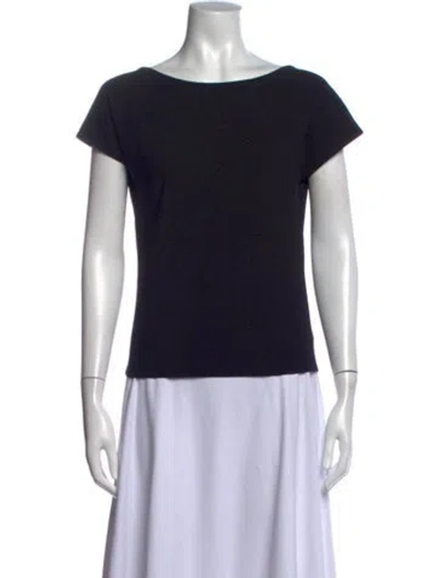 Pre-owned Akris Bateau Neckline Short Sleeve Top In Black