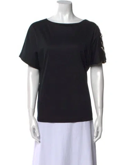 Pre-owned Akris Bateau Neckline Short Sleeve T-shirt In Black