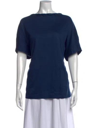 Pre-owned Akris Bateau Neckline Short Sleeve T-shirt In Blue