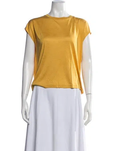Pre-owned Akris Bateau Neckline Short Sleeve T-shirt In Yellow