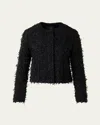 Akris Bea Micro Sequin Fringed Boucle Shirt Jacket In Black