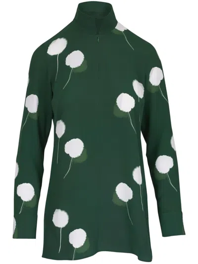 Akris Bellini Silk Blouse In Grün