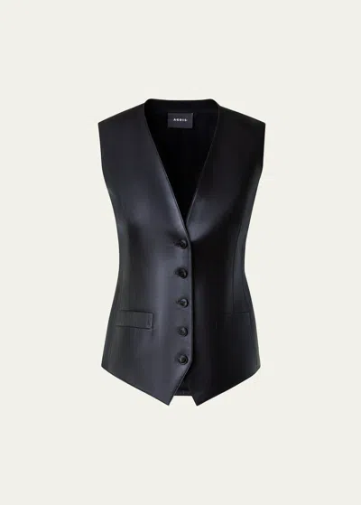 Akris Bello Leather Vest In Black