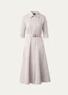 Akris Belted Cotton Denim Midi Dress With Contrast Stitching In Sand