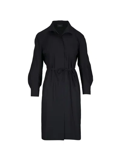 Akris Belted Cotton-gabardine Dress In Blue