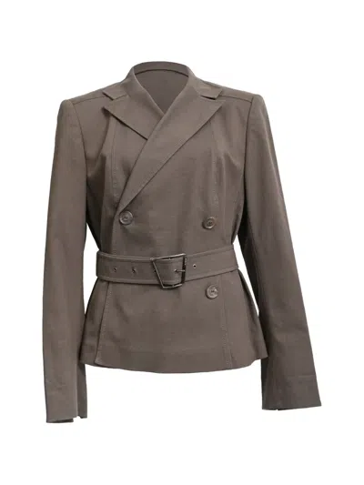 Pre-owned Akris Belted Double-breasted Jacket In Brown