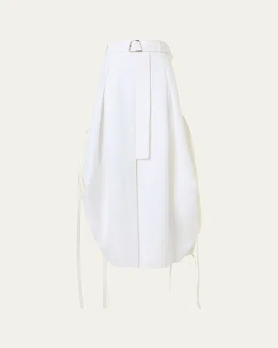 Akris Belted Side-gathered Midi Skirt In Sand