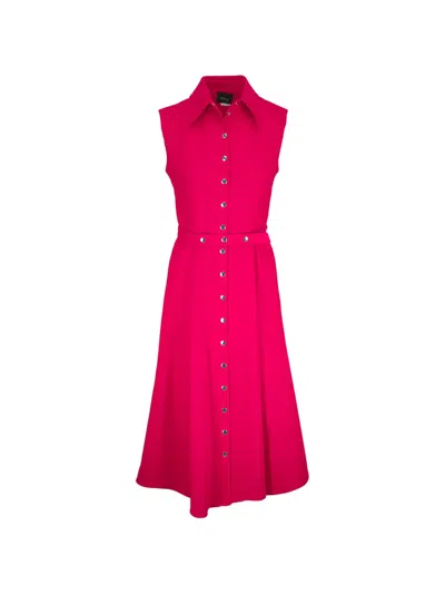Akris Belted Sleeveless Midi Dress In Pink