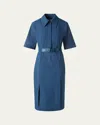 Akris Belted Stretch Cotton Denim Shirtdress In Blue