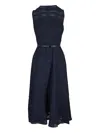 Akris Belted Textured Midi Dress In Blue