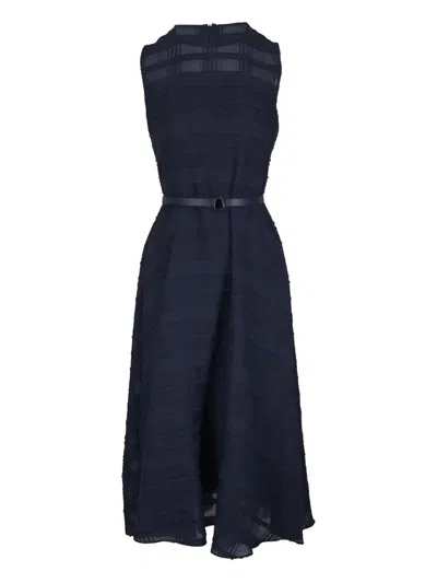 Akris Belted Textured Midi Dress In Blue