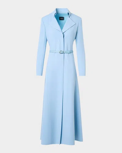 Akris Belted Wool Double-face Dress In Blue