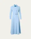 Akris Belted Wool Double-face Dress In Blue