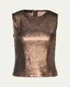 Akris Bi-color Sequin Top In Vicuna-silver