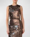 Akris Bi-color Sequin Top In Vicuna-silver
