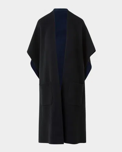 Akris Bicolor Cashmere Double-face Knit Cape In Black