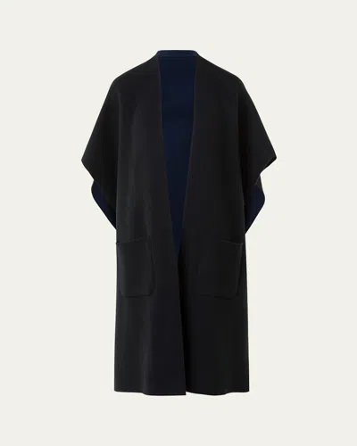 Akris Bicolor Cashmere Double-face Knit Cape In Blue