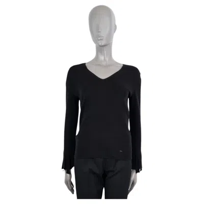 Pre-owned Akris Black Cashmere & Silk V-neck Sweater 38 M
