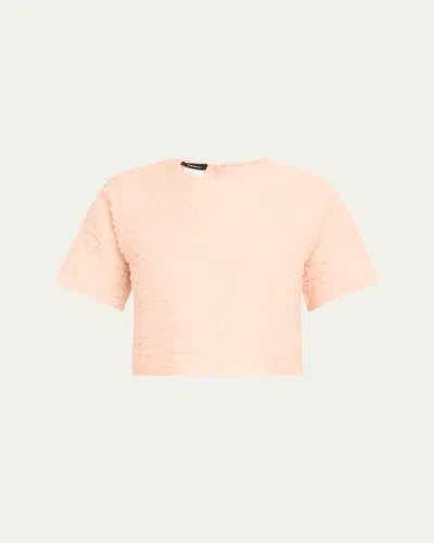 Akris 3d Bubble Organza Short-sleeve Top In Peach