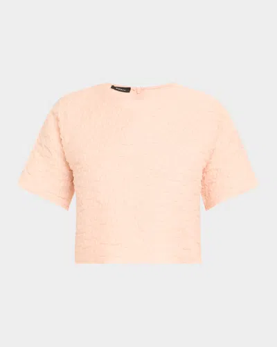 AKRIS 3D BUBBLE ORGANZA SHORT-SLEEVE TOP