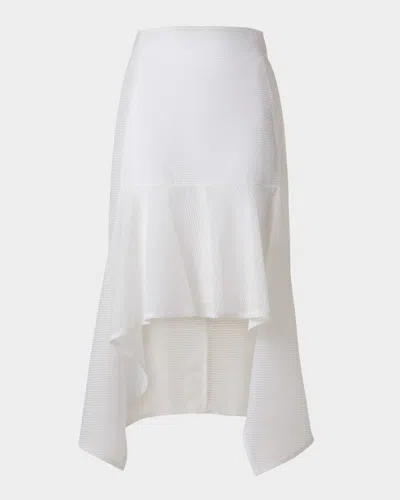 Akris Boucle Striped Silk Organza High-low Skirt In Ecru