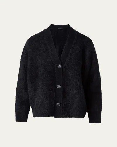 Akris Boxy Brushed Cashmere Cardigan In Black