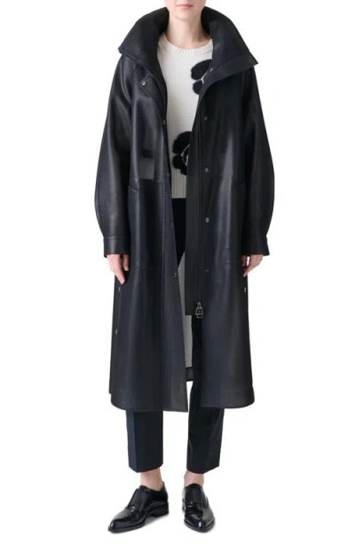 Akris Brady Honeycomb Translucent Raincoat In Black