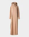 Akris Brady Weather-resistant Silk Poplin Maxi Coat In Cuoio