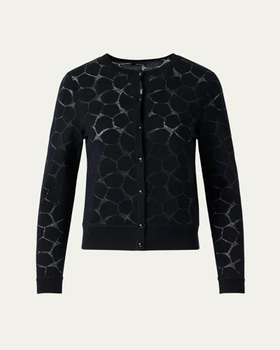 Akris Broken Stone Jacquard Wool-silk Cardigan In Black