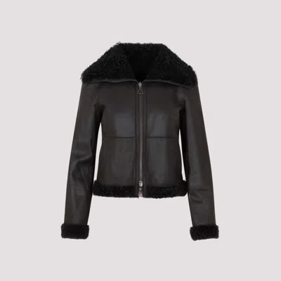 AKRIS BROWN LEATHER REVERSIBLE JACKET,