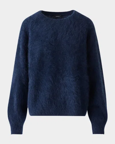 Akris Brushed Cashmere Crewneck Sweater In Blue