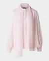 Akris Button-down Silk Georgette Scarf Blouse In Pale Pink