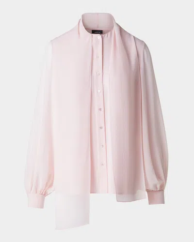 Akris Button-down Silk Georgette Scarf Blouse In Pale Pink