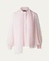 Akris Button-down Silk Georgette Scarf Blouse In Pale Pink
