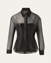 Akris Button Down Silk Organza Blouse With Tank In Black-gold