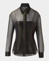 Akris Button Down Silk Organza Blouse With Tank In Black-gold