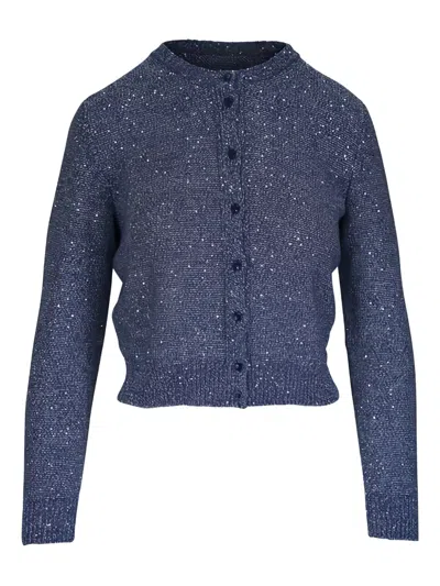 Akris Button-front Sequinned Cardigan In Blue