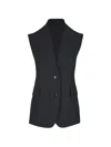 Akris Button Sleeveless Jacket In Blue